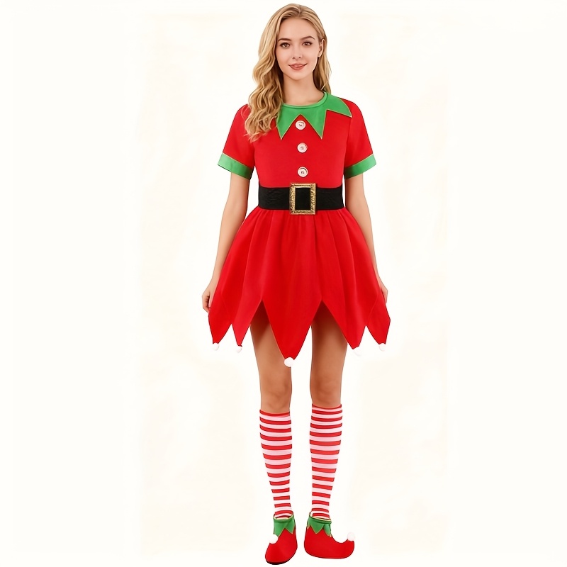 knee length dresses for ladies Lady Elf Christmas Costume