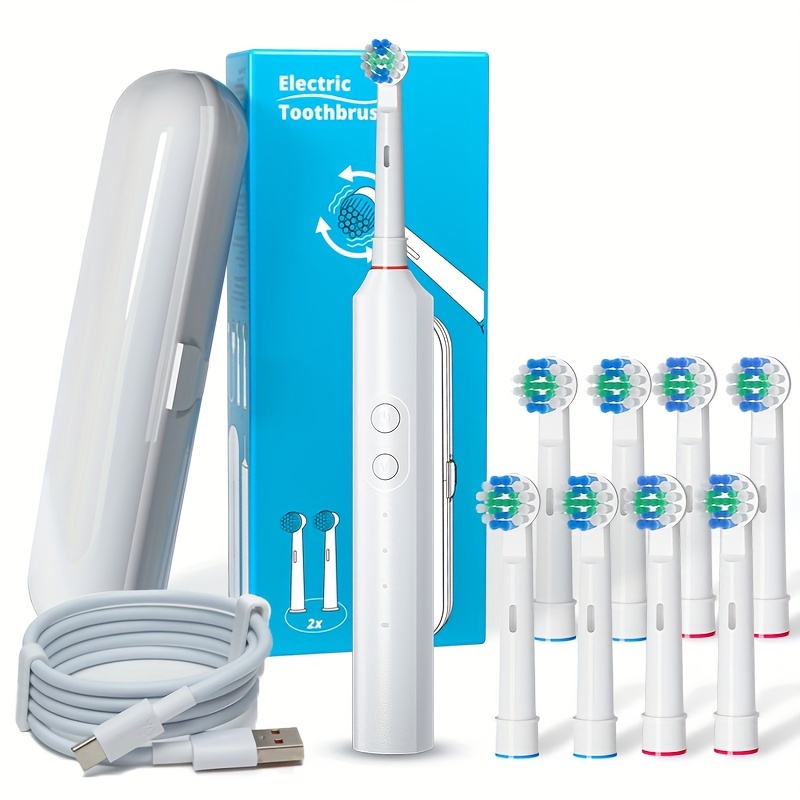 Orinatola Adult Rotating Electric Toothbrush, Ipx7, 8 Brush Heads, A Travel Box, 3 And 2 Minutes Care Electric Toothbrush, Usb Fast Charging