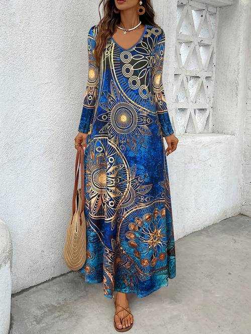 elegant autumn winter new ethnic daily versatile womens long sleeve dress