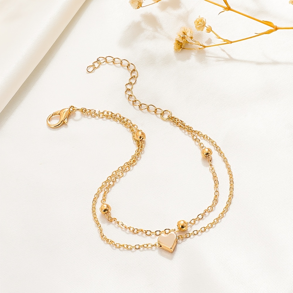 Image of 1 Double-layer Chain Anklet, Elegant, Cute, Mini , European And American Niche Minimalist Women' Steel Anklet, Suitable For Additions