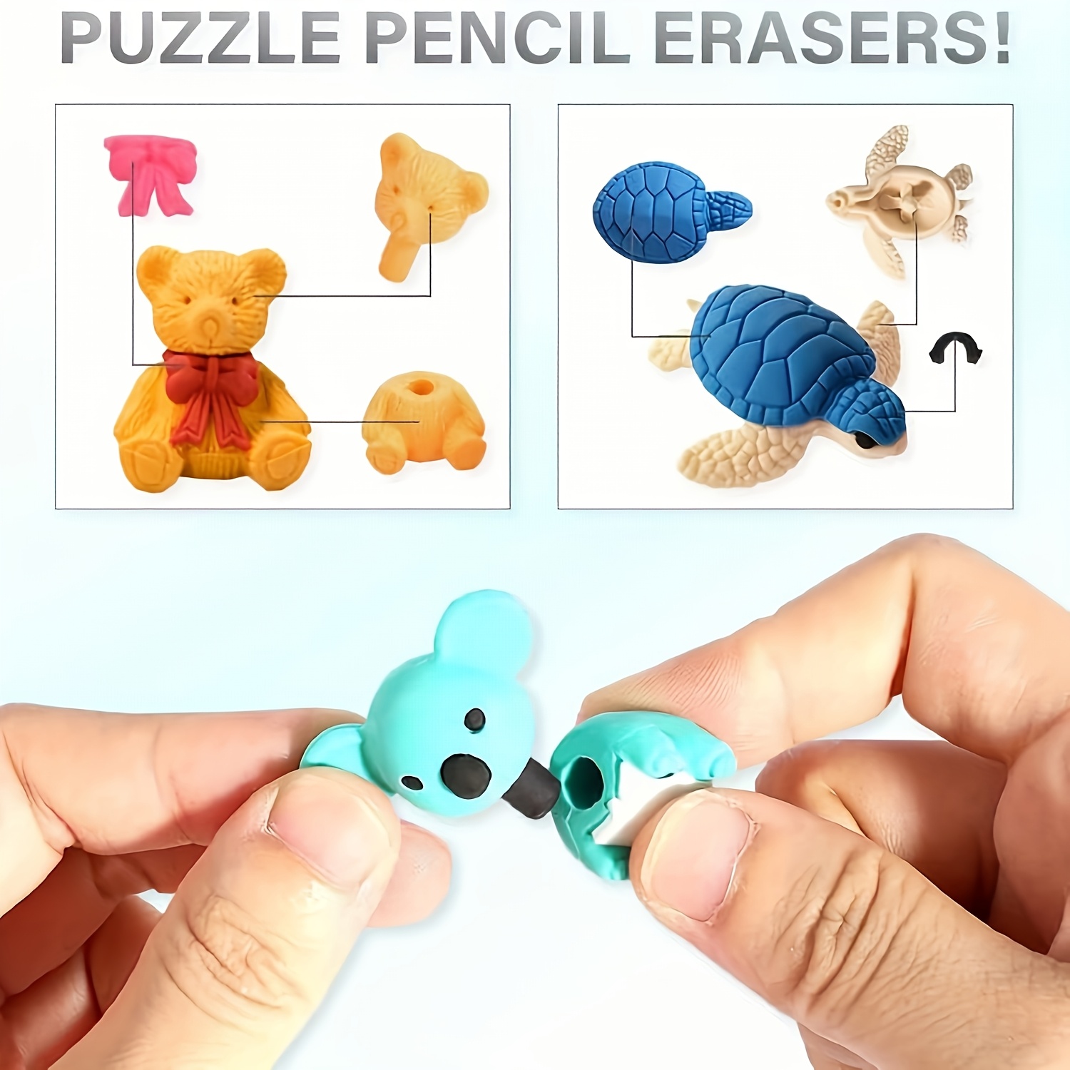 3D Children's Animal Eraser Set, 30pcs