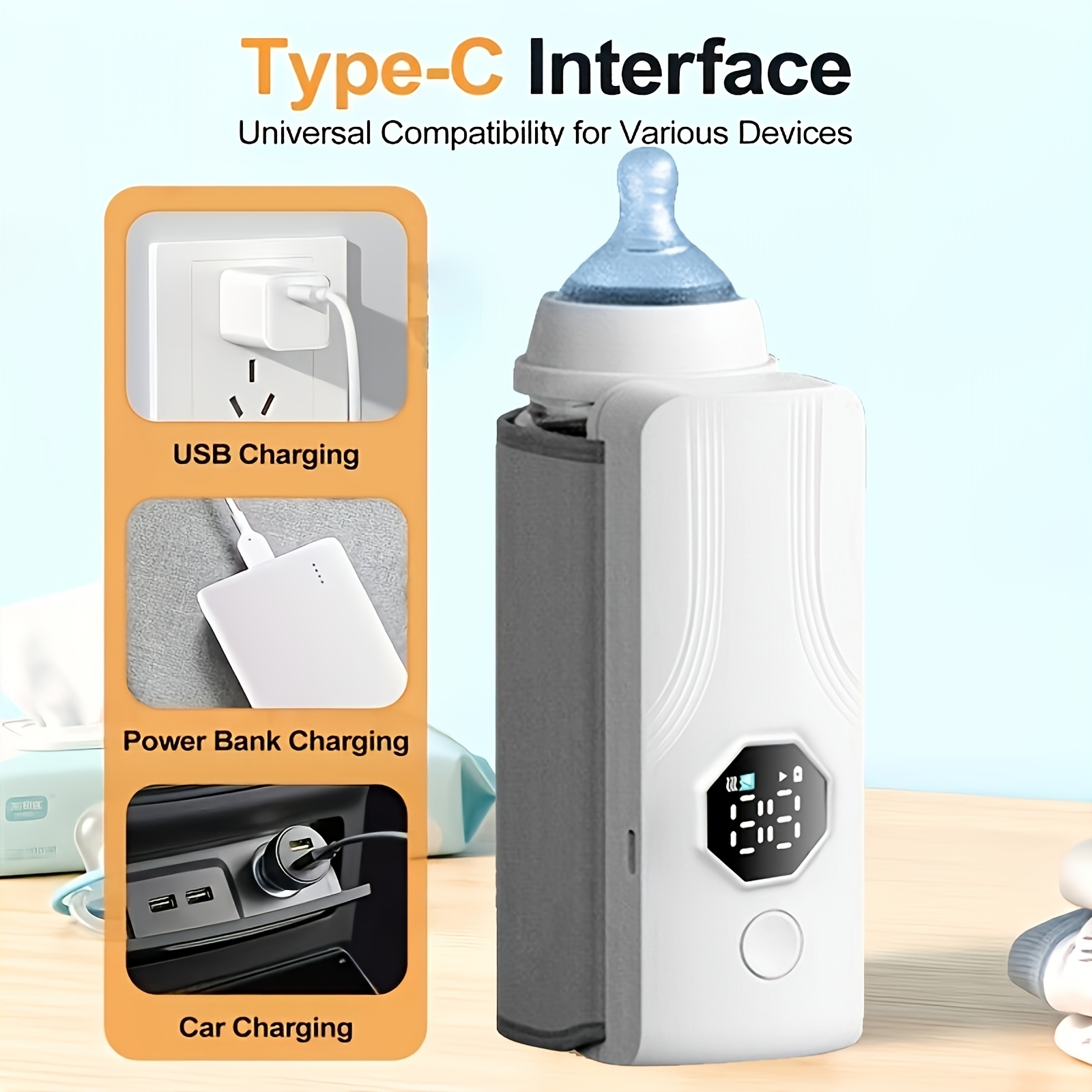 1pc portable bottle warmer usb rechargeable 6 temp   warmer for   power for travel   fast heating essential on the go feeding Product details 0