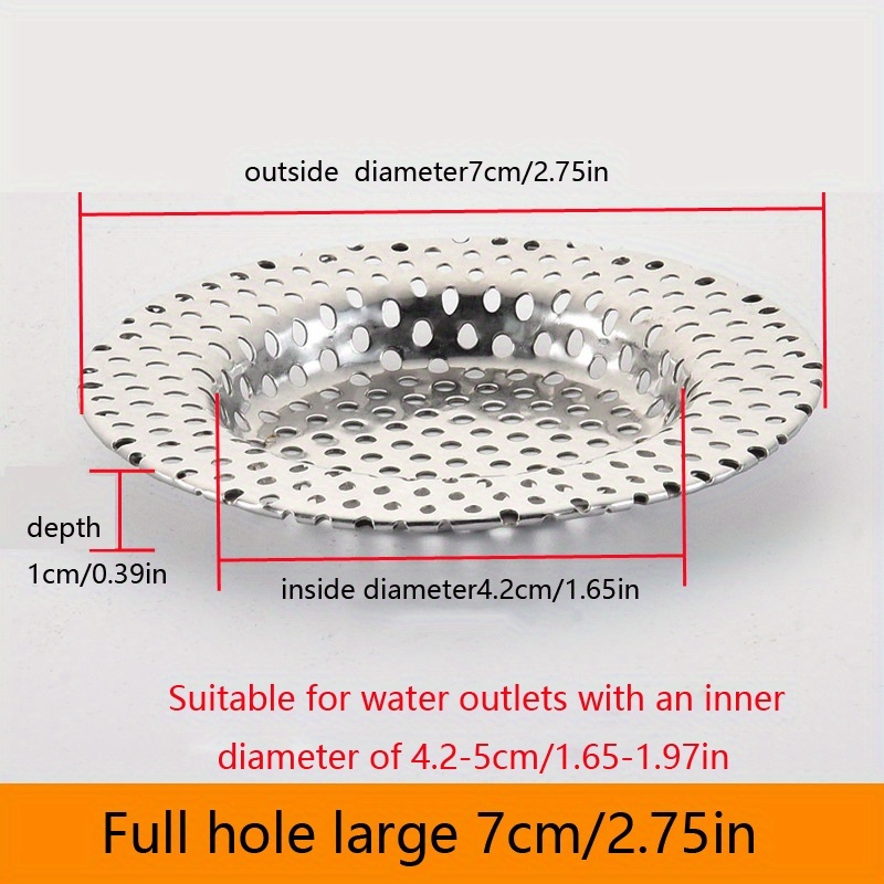 TEMU 2pcs d'Évier de Cuisine en Acier Inoxydable - Filtre de Drainage en Durable pour Légumes & Cheveux, Couverture de Drainage Anti-Colmatage pour