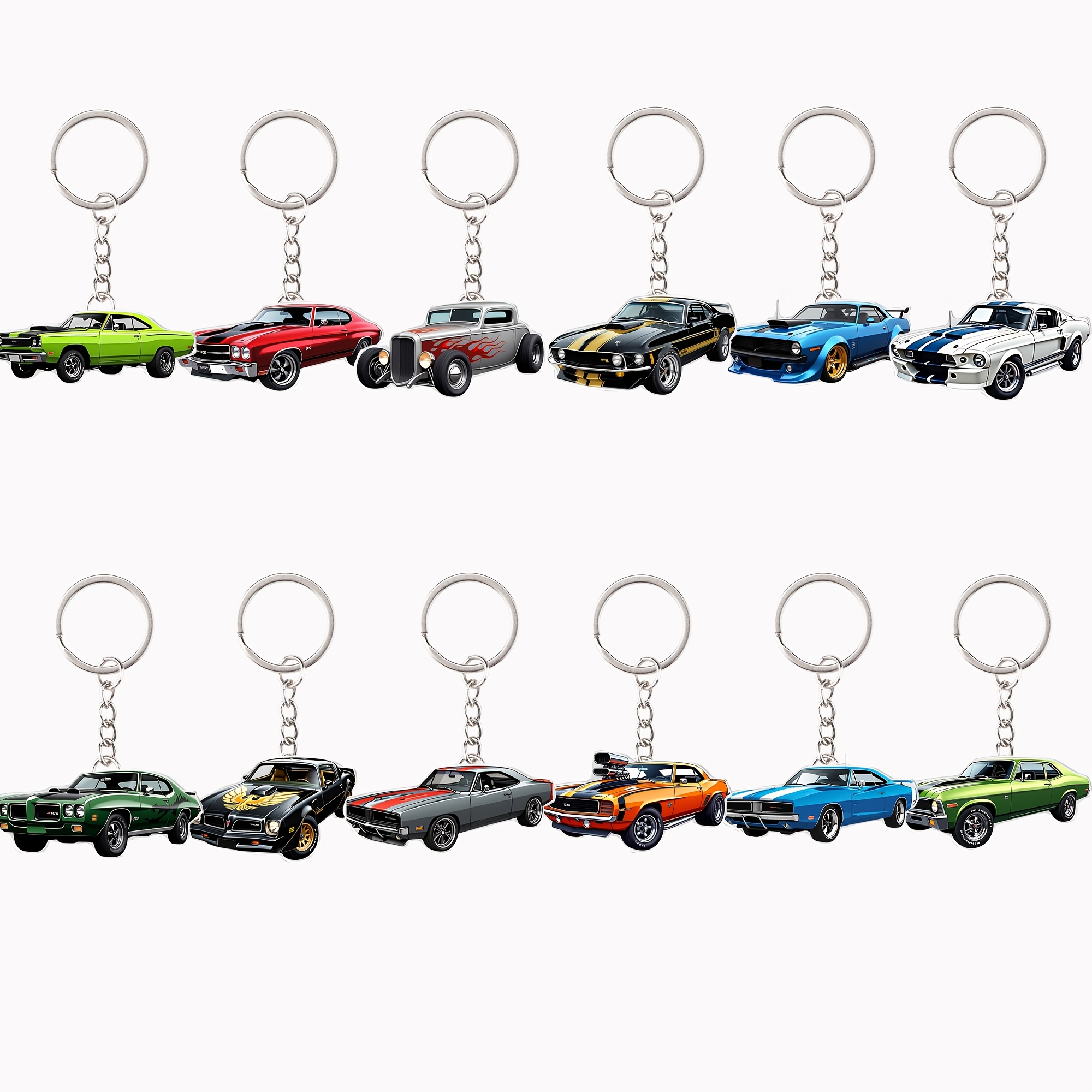 TEMU 12pcs Set Of Cute Acrylic Car Keychains, Perfect As Wallet And Bag Decorations, Ideal Gift For And Women, And A For Party Favors