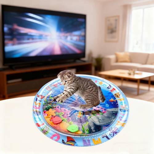 tapete de para gatos com design de peixes flutuantes - pvc à de salpicos, fonte de , o tédio para gatos de interior, raças médias, sem necessidade de bateria, design divertido, brinquedo durável para animais de estimação para 98 países