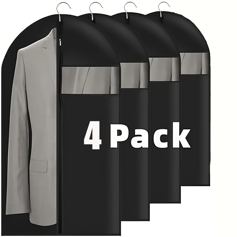 4pcs   Dress Hanging Bag, Suit and Dress Protector Bag with Zipper, Space Saving, Clothing Protector Bag Set - Wardrobe Storage Bag with Zipper Closure, Closet Organization, Travel Essentials,  , Sleek Storage, Durable Fabric, Sturdy Construction, Garment Protector, Business Professionals, Fashion Enthusiasts, Travel Essentials organizer, Hanging Storage Bag, Boutique Small Boutique Kit, Deep Embroidered Entry  