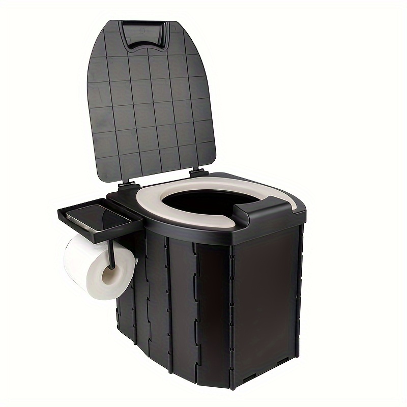 TEMU Portable Folding Toilet Pu Cushion, Portable Toilet Lid For Rv, Car, Camping, Hiking, Travelling