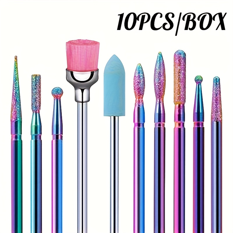 10pcs/box Drill Bit, For Electric Drill Manicure Machine Accessory Tools
