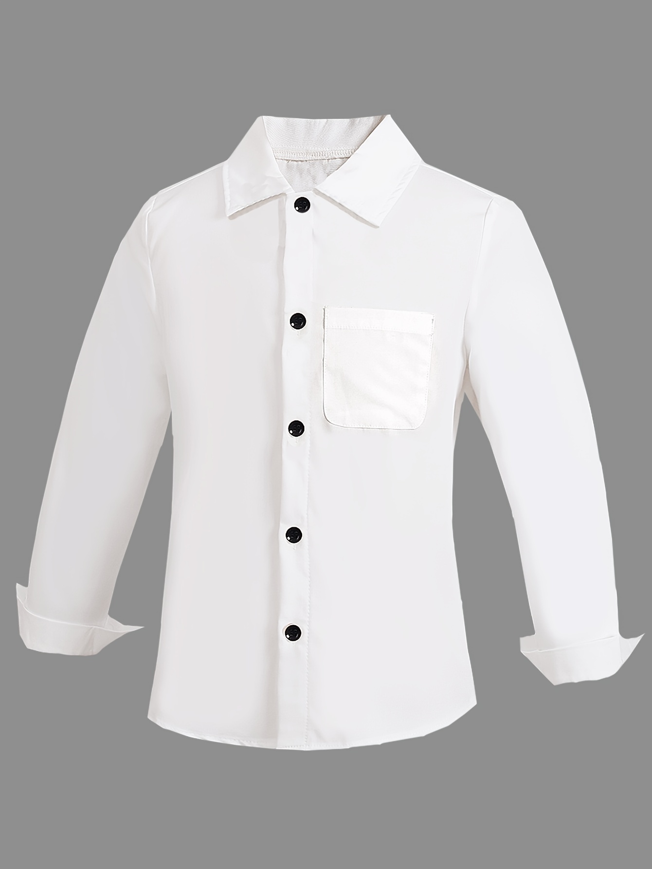 boys solid color formal white shirt classic button long - Temu United Arab  Emirates
