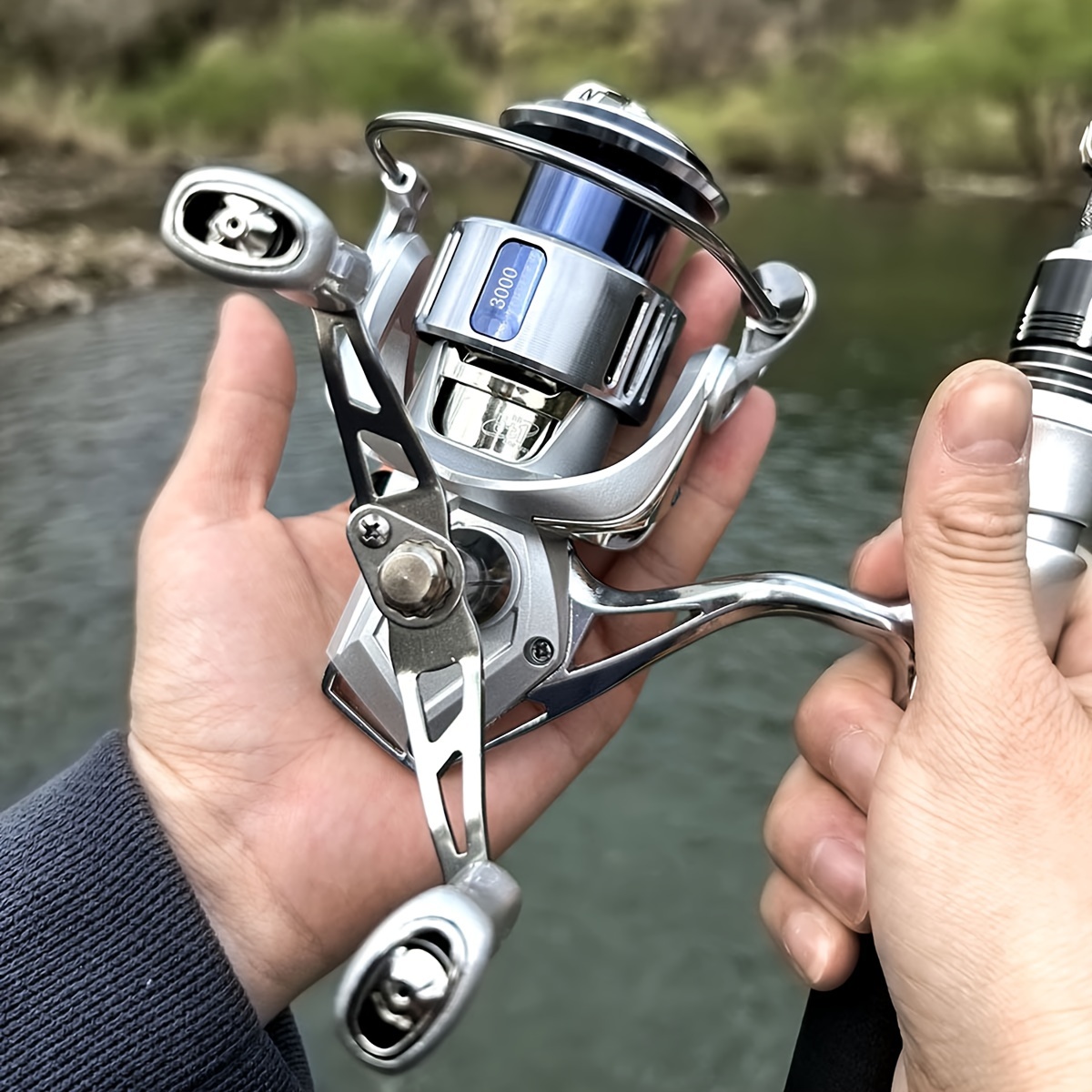 

Proxpe Stainless Steel Spinning Reel, 5.2:1 Gear Ratio, Durable & Smooth, For Freshwater & Saltwater Fishing, 2000/3000/7000 Series, Silver, Right-handed, 1pc