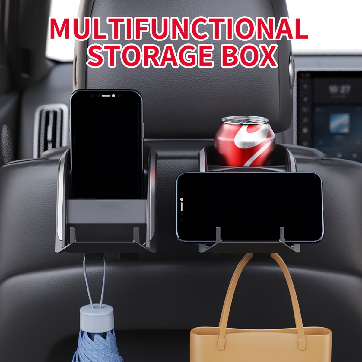 

Y-910 Multifunctional Cup Holder, Car Seat Small Hook Car Rear Seat Hanging Milk Tea Water Cup Holder Storage Box Drink Cup Multifunctional Mobile Phone Holder Car Supplies Car Interior Accessories