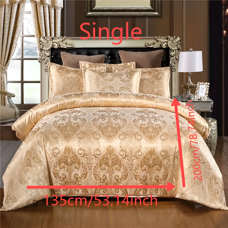 Image of Luxury European Jacquard Satin High-quality Duvet Cover 3pcs Set, 1 Duvet Cover And Of Pillowcases, No Insert