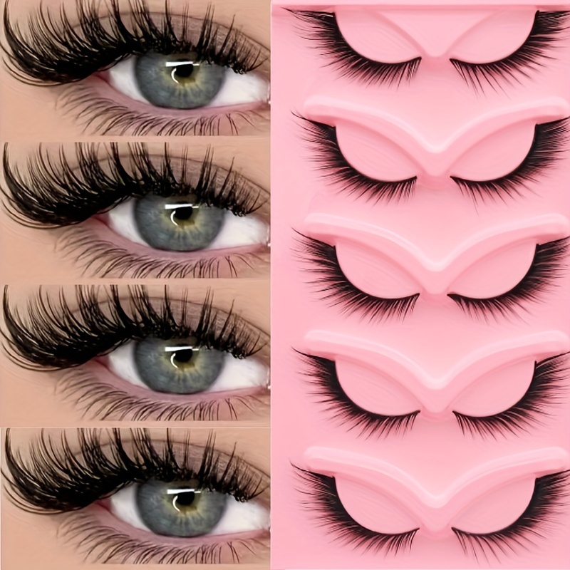 

5 Pairs Eyelashes Eye Tail Extension Cat Eye Curling False Eyelashes Eye Makeup Suitable For Stage Party Festival Use