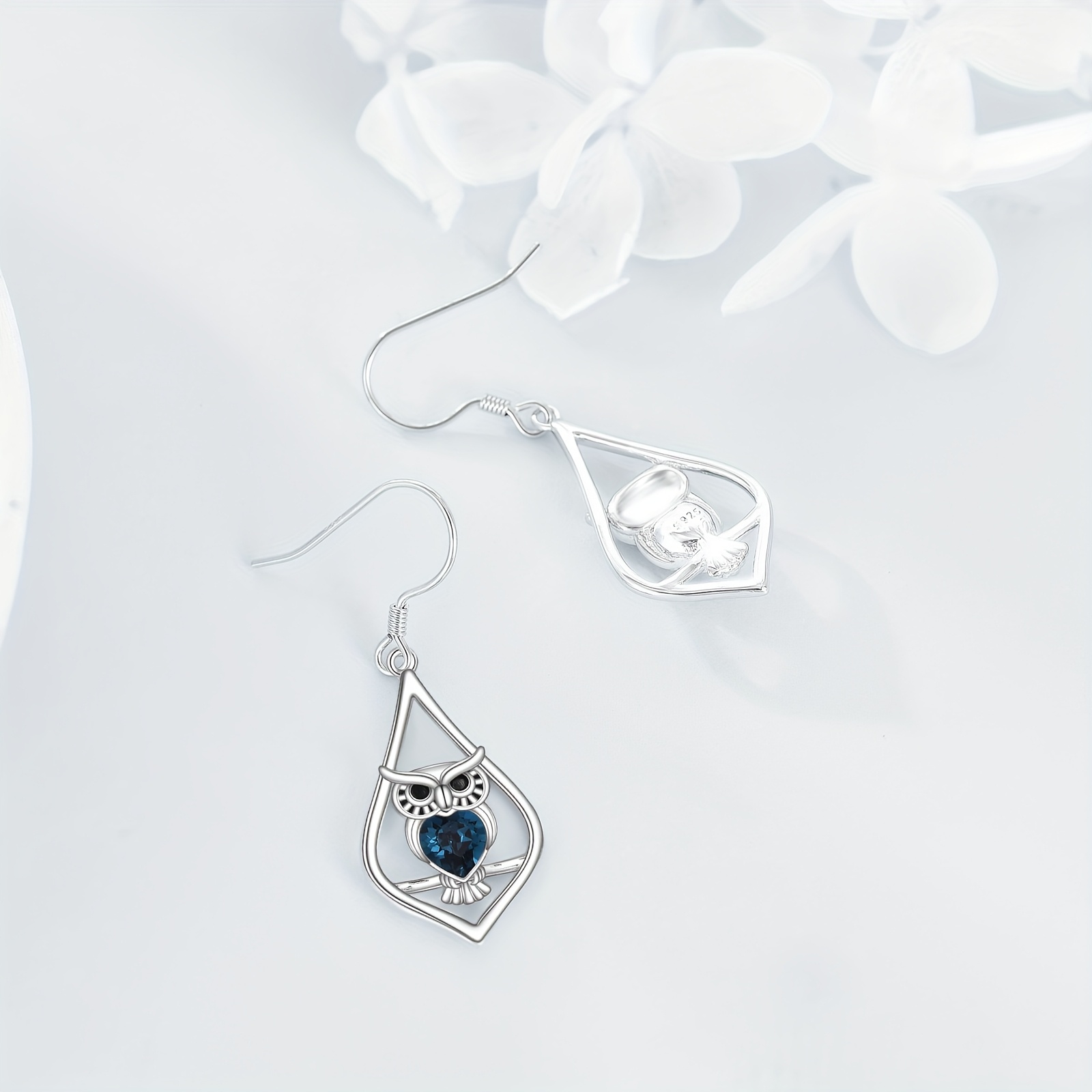 elegant 925 sterling   dangle earrings for women cute animal jewelry with blue gemstone accents perfect gift for mothers day or graduation everyday jewelry elegant dangle earrings synthetic stone earrings Product details 2