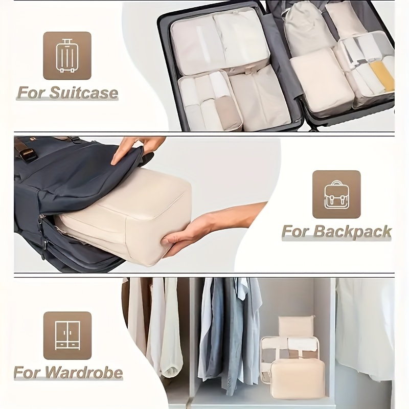 7pcs high capacity travel storage set travel storage bag clothing protection bag nylon packing   storage bag suitable for clothing pants shoes socks lightweight   portable duffel bag   gift for travelers 8