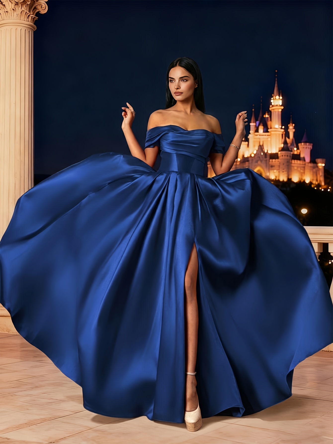 evening dresses belgium Eva Fashion 3531 Sequin Long Formal Lace Bolero Evening Dress main image 1