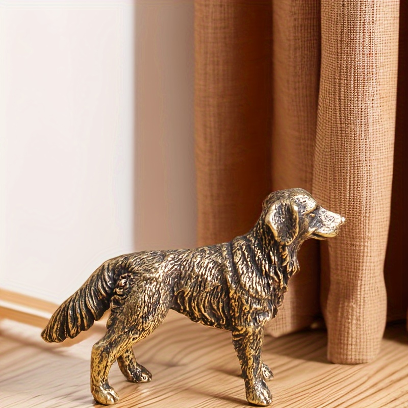 

Shepherd Dog Brass Figurine - Zodiac-inspired Desk Ornament, Tea Pet & Home Decor