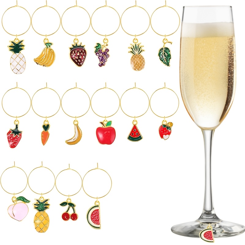 16pcs Of Fruit Wine Glass Labels, Labels, Beverage Labels, Wedding Identification Rings, Bachelor Parties, Holiday , Easter Decorations