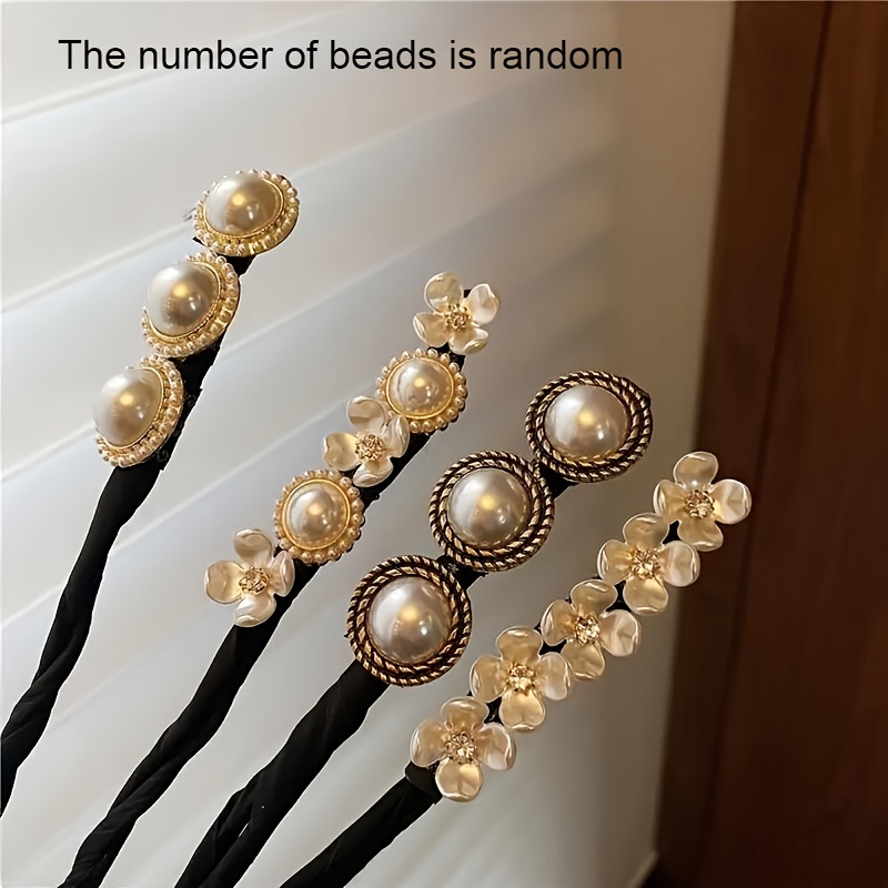 4pcs Twist Hair Bun Maker, Faux Pearl Decorative Hair Clip, Flower Hair Band, Diy Hair Styling Accessories For Women And Daily Uses