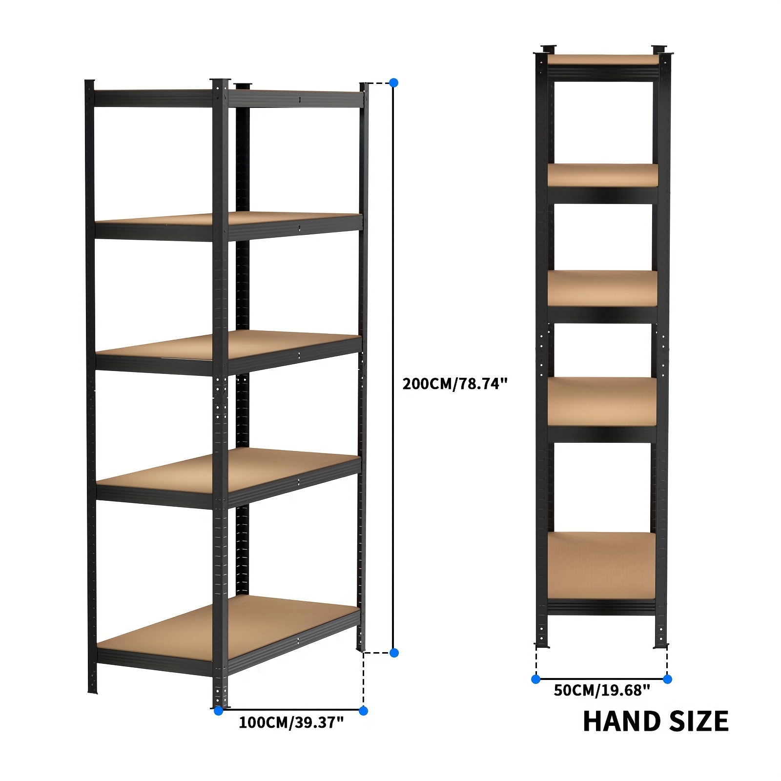 TEMU 5 Tier Storage Racking Shelve - 200cm X 100cm X 50cm, Heavy Duty Garage Shelving Units, 875kg Capacity, Ideal For Workshop, Supermarket, Office,