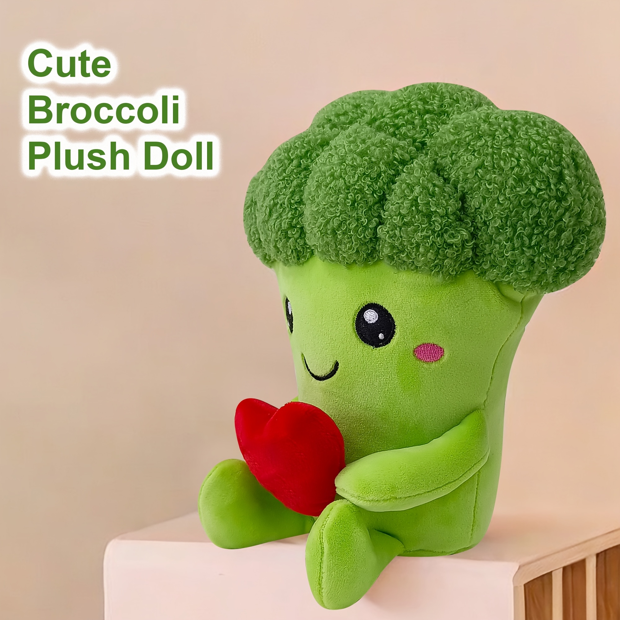 TEMU Broccoli Plush Toy, 27cm/10.63 Inches High, Crystal Super Soft Fabric, Cute Design, Soft, Suitable For Holiday Birthday School Opening Gift,
