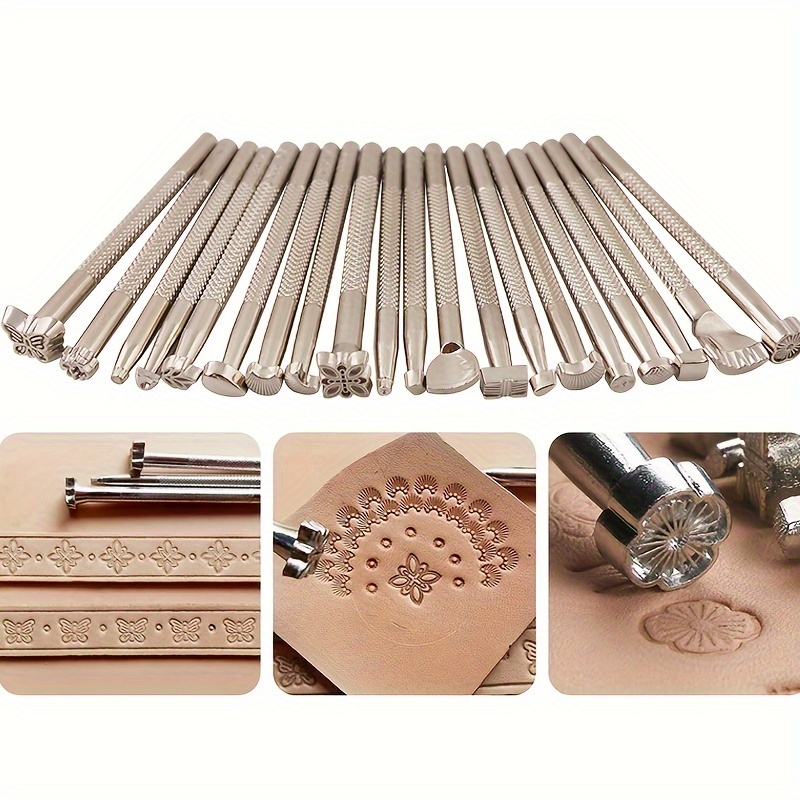 

20pcs Leathercraft Stamping & Tool Set - Alloy, For - Includes For Diy And Crafts