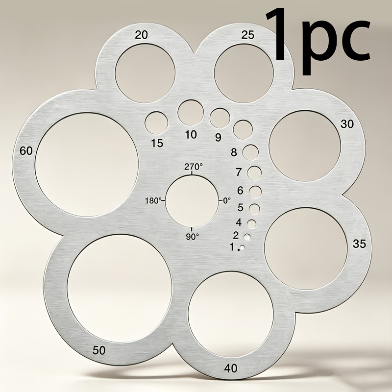 TEMU Circular Drawing Template Ruler, Stainless Steel Multi-specification Circle Template, 1-60mm Circular Hole Geometric Drafting Tool, Suitable For