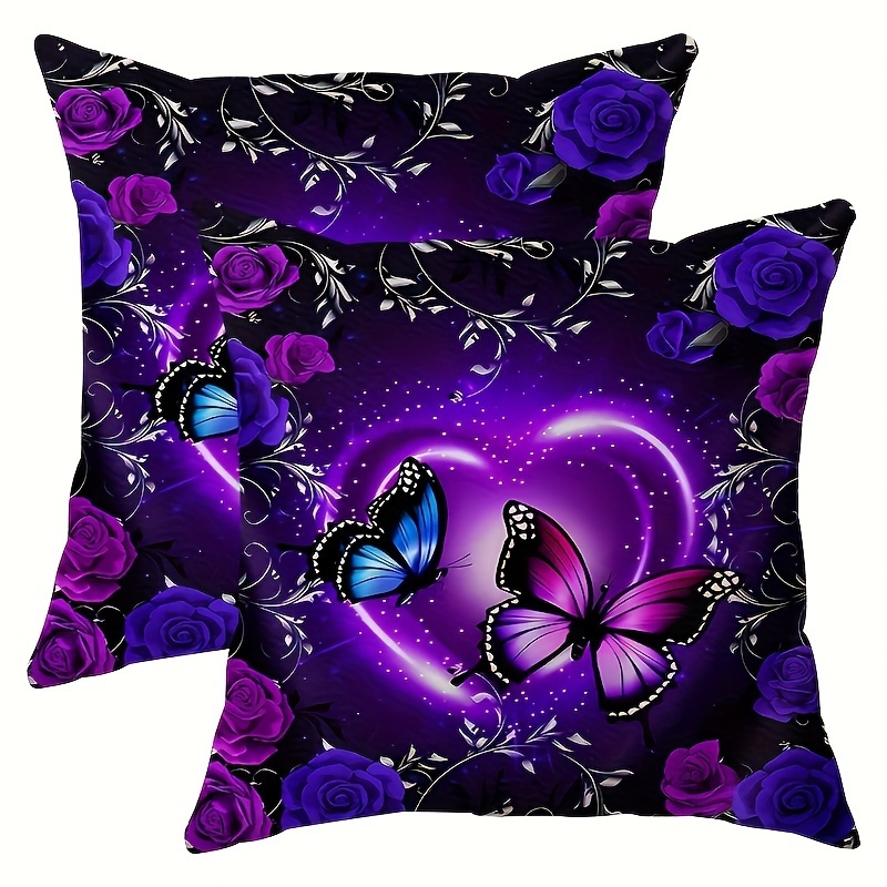 

Contemporary Butterfly Design Throw Pillow Covers 17.7"x17.7" Set Of 2, Machine Washable, Zippered, Polyester, Woven Pillowcases For Living Room - Pillow Inserts Not Included