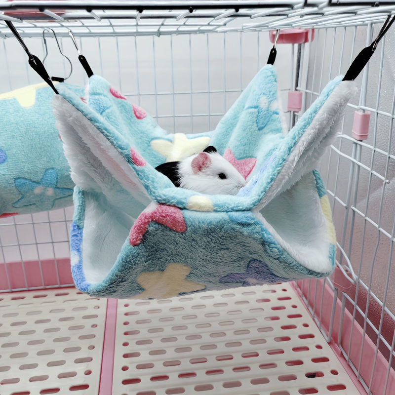 

Double Layer Polyester Pet Hammock For Small Animals - Detachable Cozy Sleeping Bag For Hamsters, Guinea Pigs, Ferrets, Squirrels - Space-saving Cage Accessory With Polyester Fiber Fill