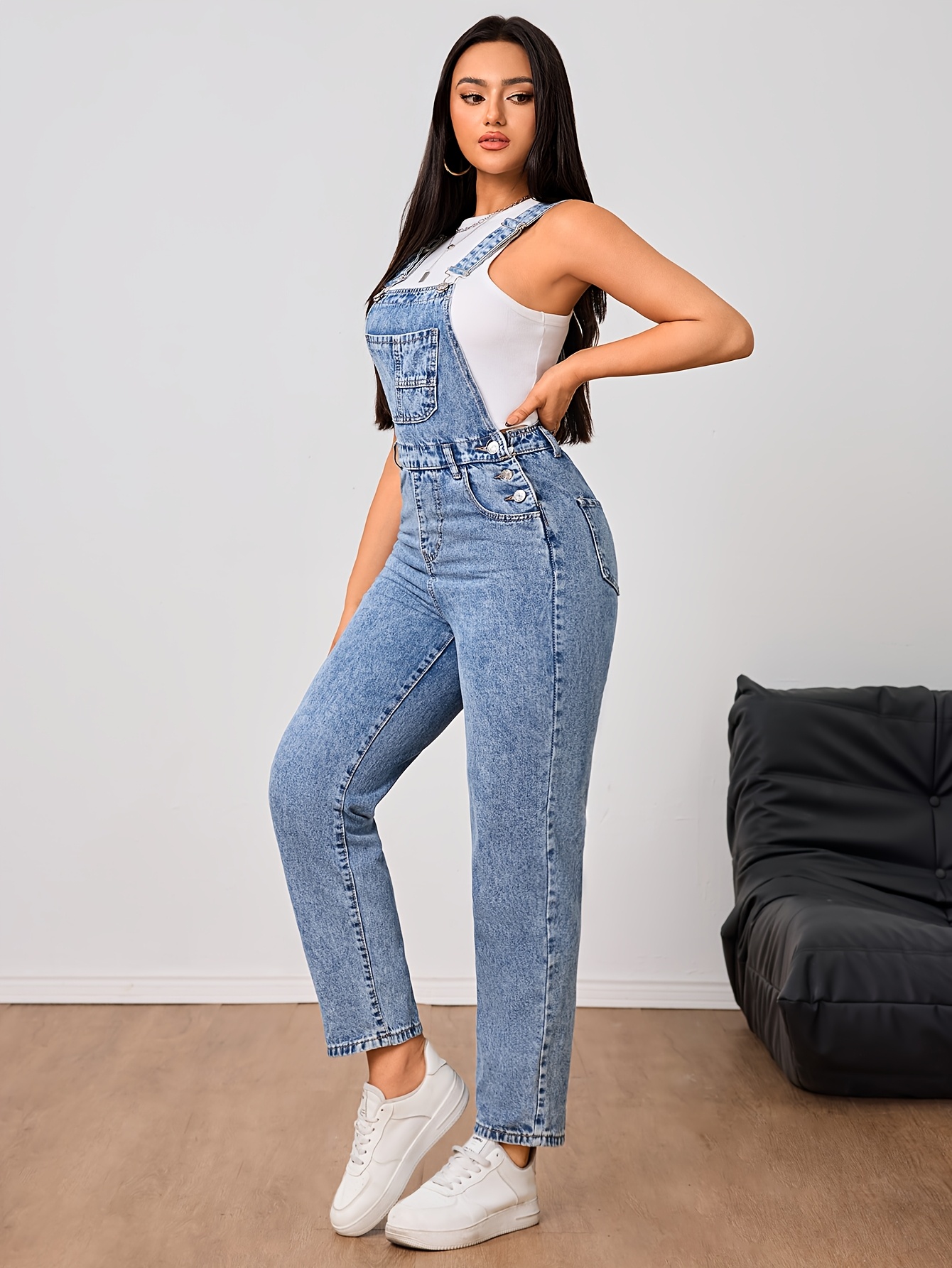 women's casual denim overalls jumpsuit set 89% 6% polyester Temu