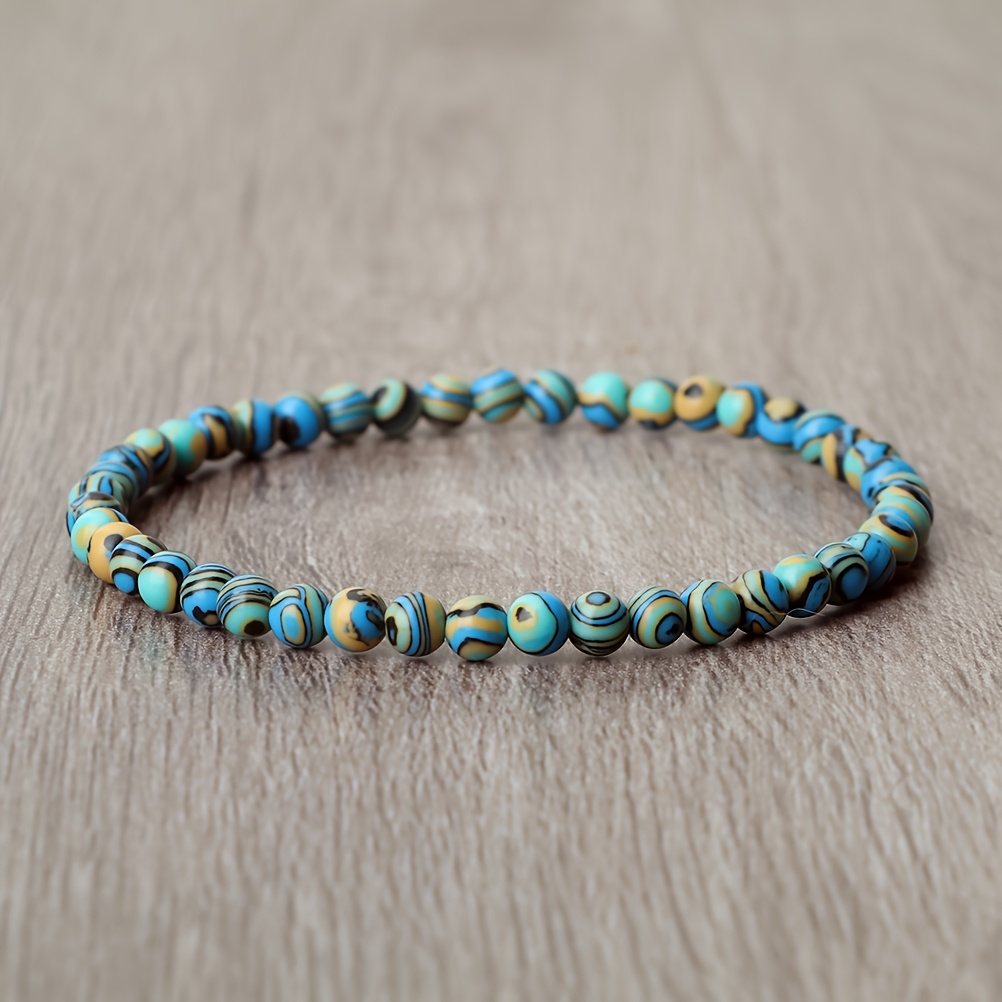 Handmade 4mm Artificial Malachite Bracelet, Prayer & Family Wear