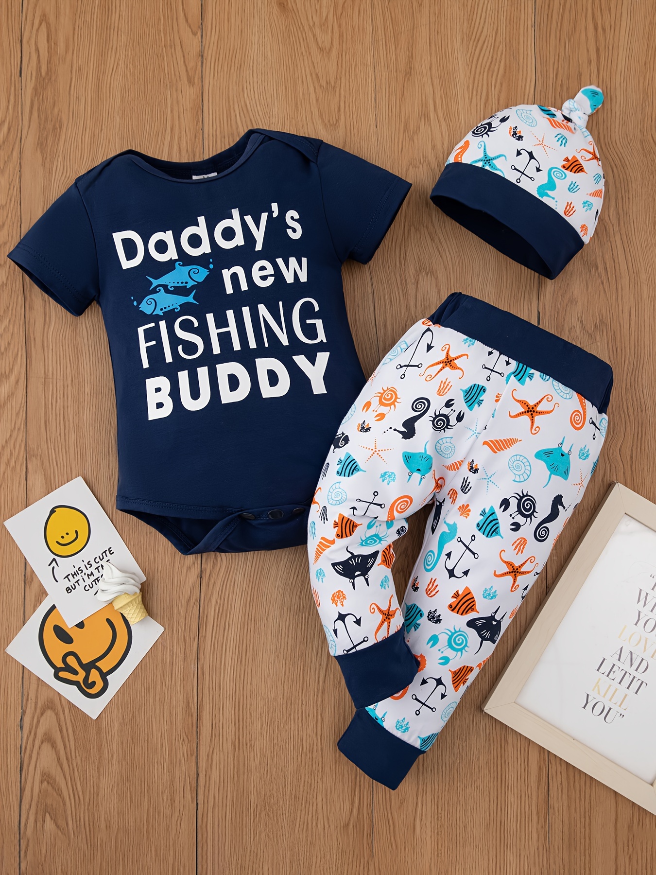 Infant Toddler's Daddy's New Fishing Buddy Letter Print - Temu
