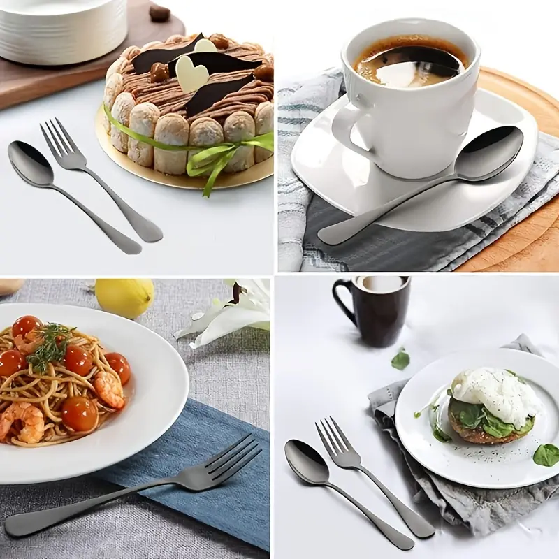 black 24pcs set stainless steel cutlery set with knife spoon and fork weddings valentines day and new year gifts Product details 1