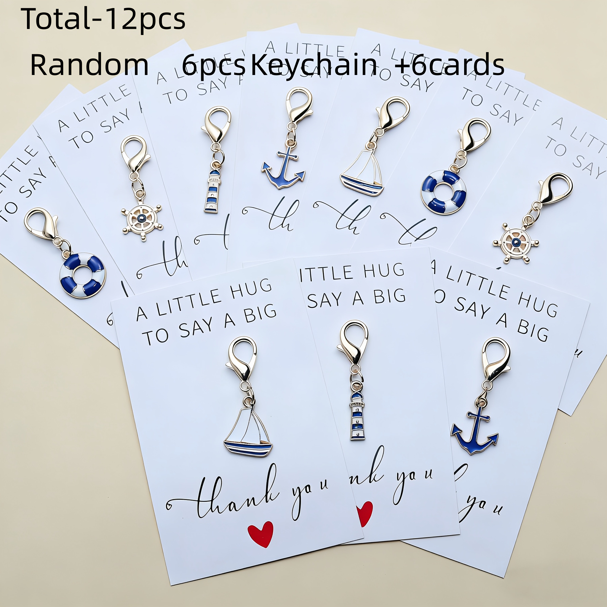 TEMU Regalo /Lui Casuale 12 pezzi Set Chiavi Nautiche, Regalo per Festa in Spiaggia , Vela, , , Salvagente, Segnali di , con Biglietto di