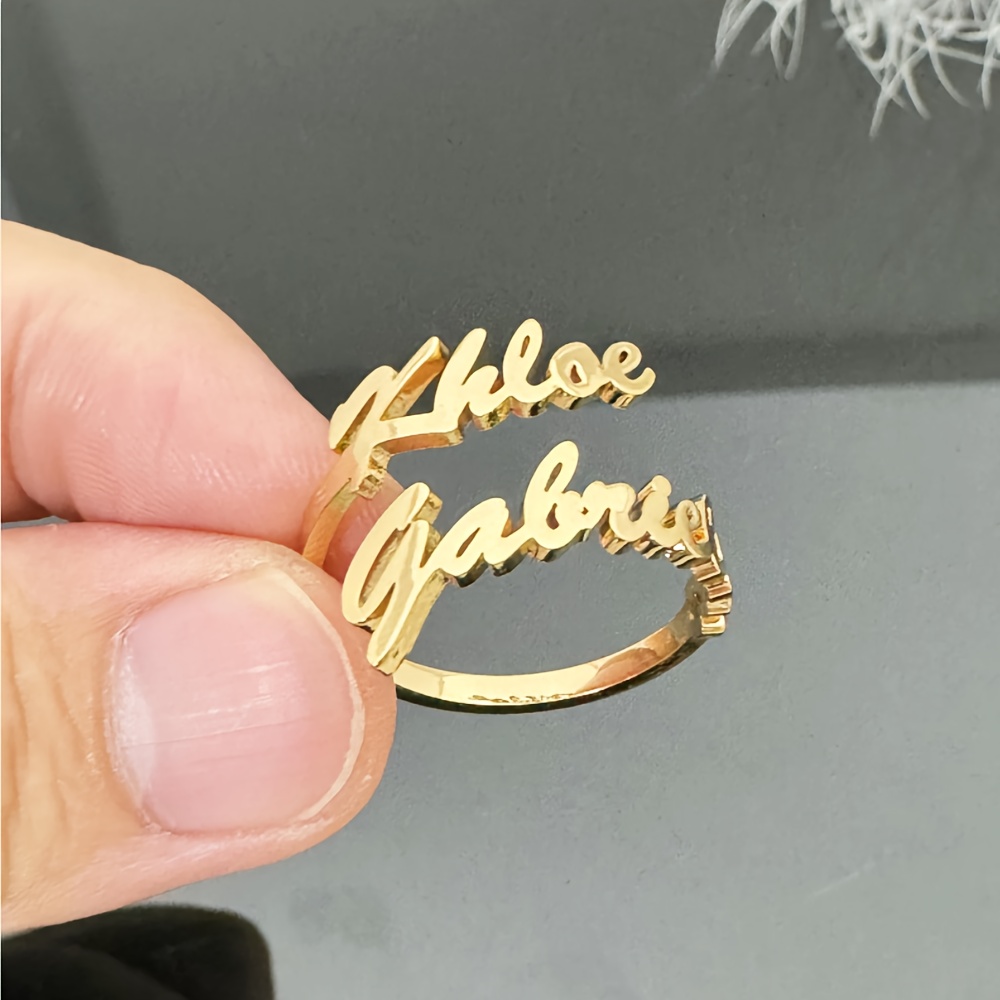 TEMU Custom-made Rings Featuring 1 Or 2 Names, Personalized Name Rings, Rings With 2 Names, Unique Women's Rings, Exquisite Rings, Mother Rings, And