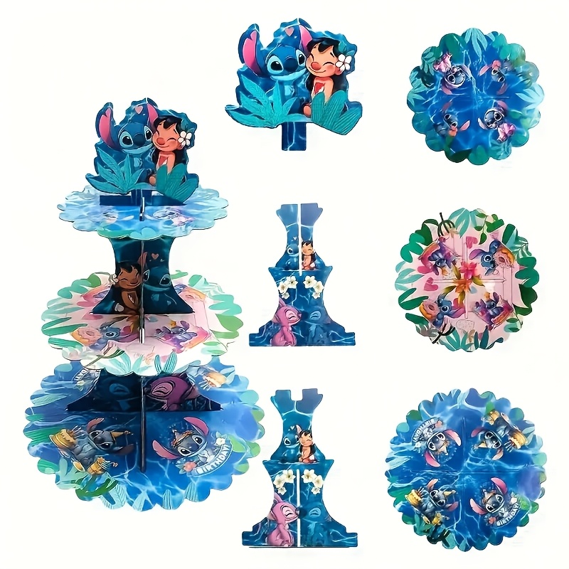 E-shop Autorisierter Stitch und Lilo Cartoon Papier Display Ständer, Geburtstagsparty Dekorationszubehör, Tischdekoration, Weihnachts Thanksgiving