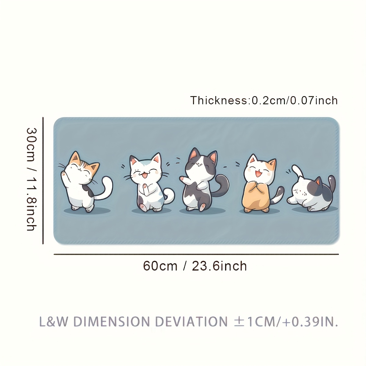 TEMU [non-slip Desk Mat] Non-slip Extra Large Rubber Desk Mat | Precision Locking Edges, Cartoon Cat Dance Design In Blue - Durable Office And Gaming