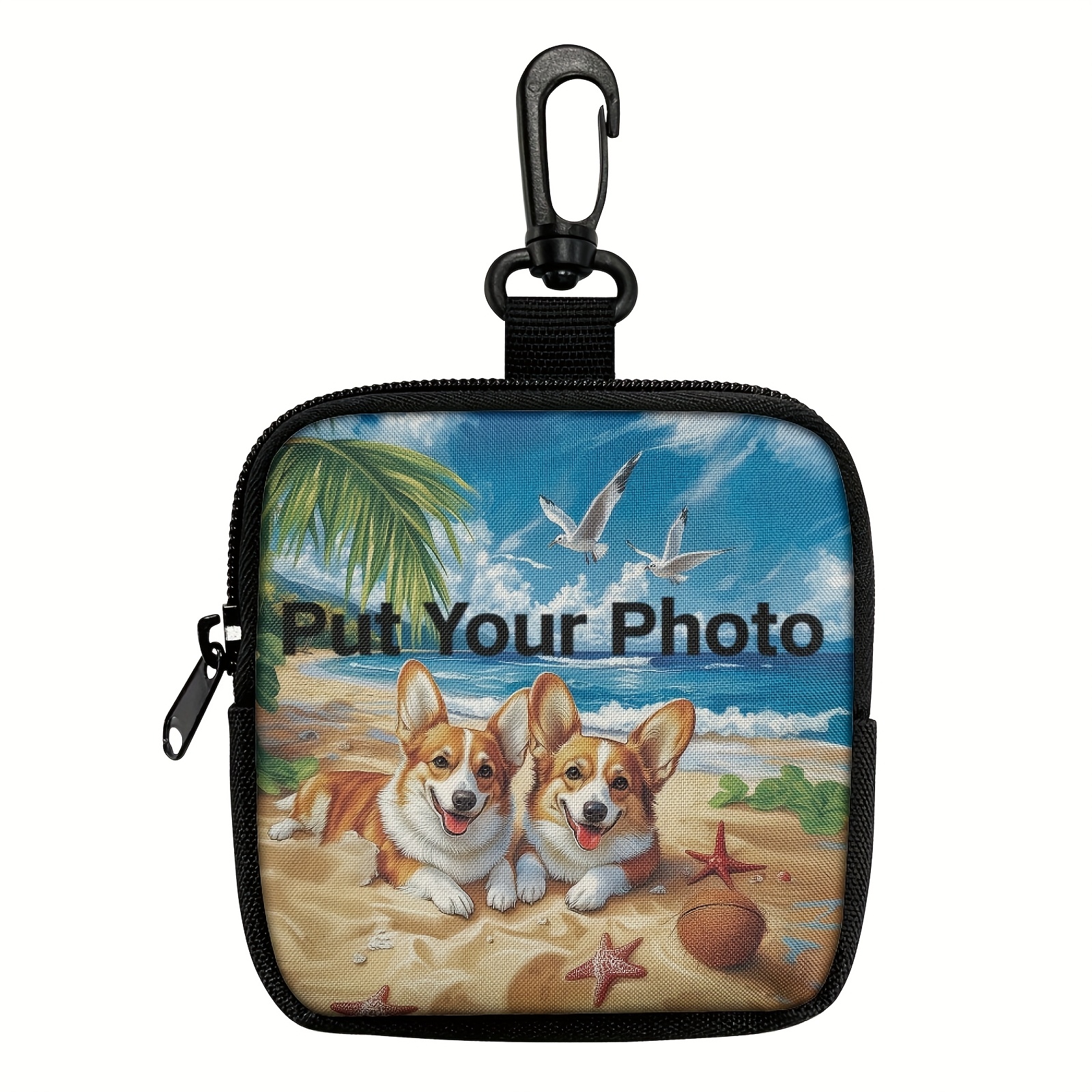 TEMU Personalized Photo/text Dog Training & Treat Organizer Bag - Name/logo/photo, Portable Carrier With Hooks, Durable For Puppy Walking, Obedience,