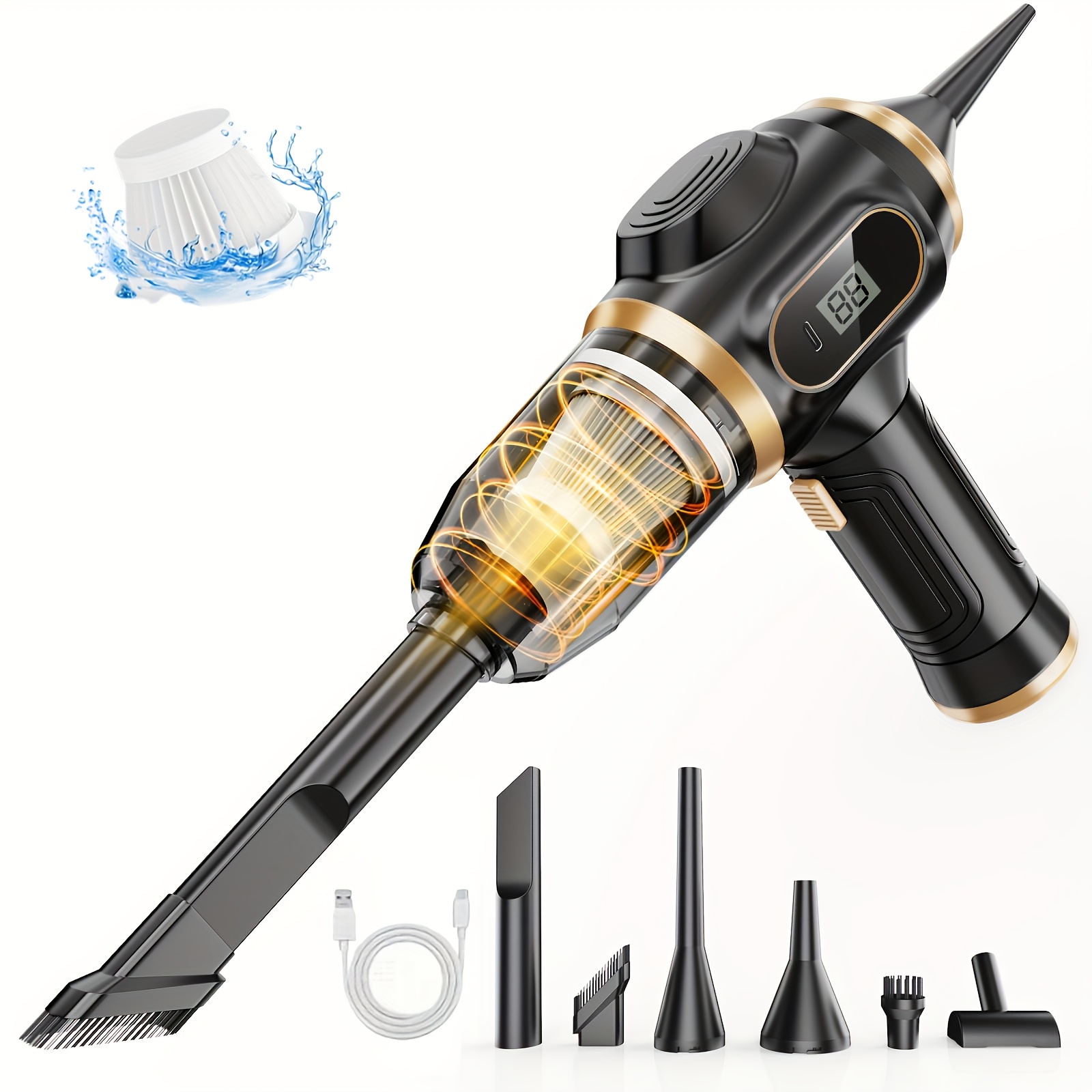 E-shop Stromstarker Handstaubsauger mit starker Saugkraft – Schnelle Reinigung, inkl. Fugenwerkzeug & Zubehör, USB-Ladung, - und Saugfunktion, für