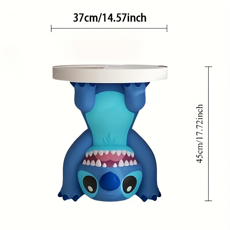 Stitch-Themed Coffee Table - Cute Blue Creature Design with White Cup And Saucer, Durable Plastic Edge, No Assembly Required, Perfect for Living Room Or Bedroom