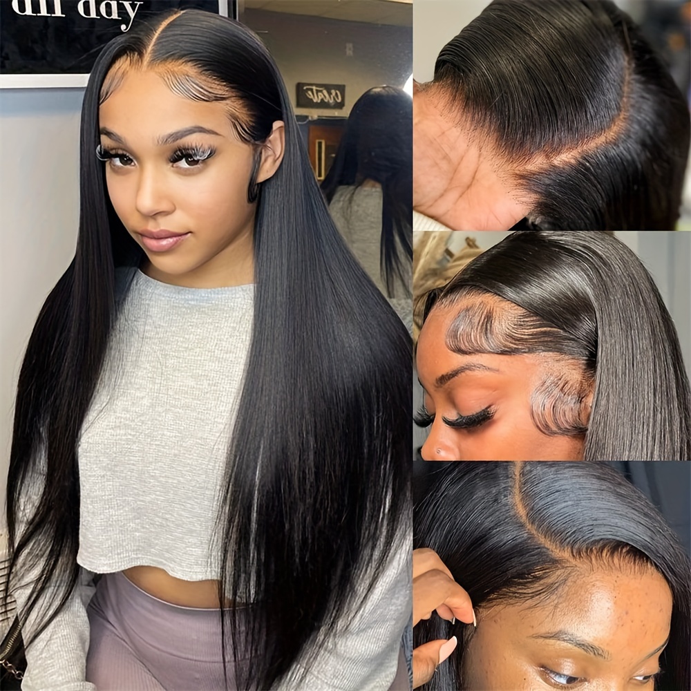  Straight Lace Front Wigs Human Hair Pre Plucked 180