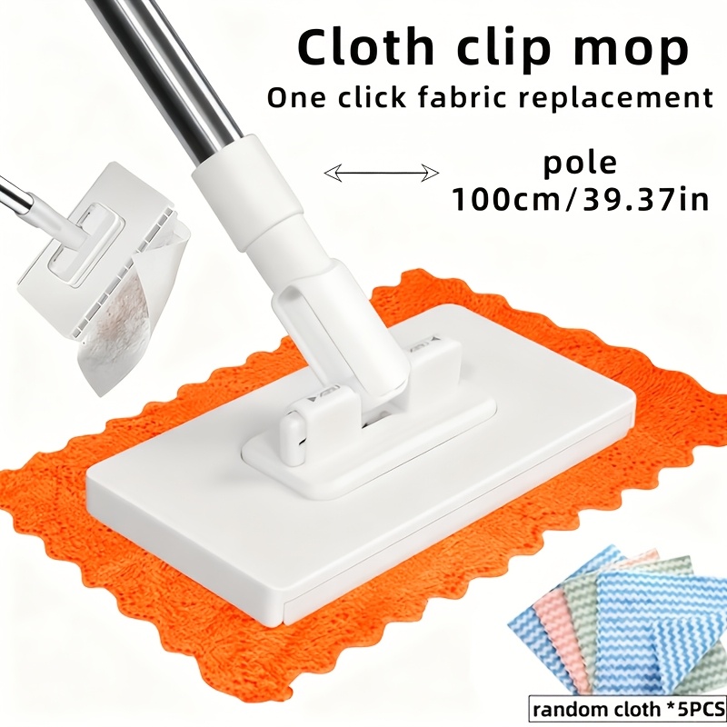 6pcs 1 hands free automatic mop   cleaning cloths random color cloth click to change cloth heavy duty abs structure space saving design compatible with standard cleaning cloths suitable for kitchens bathrooms windows floors