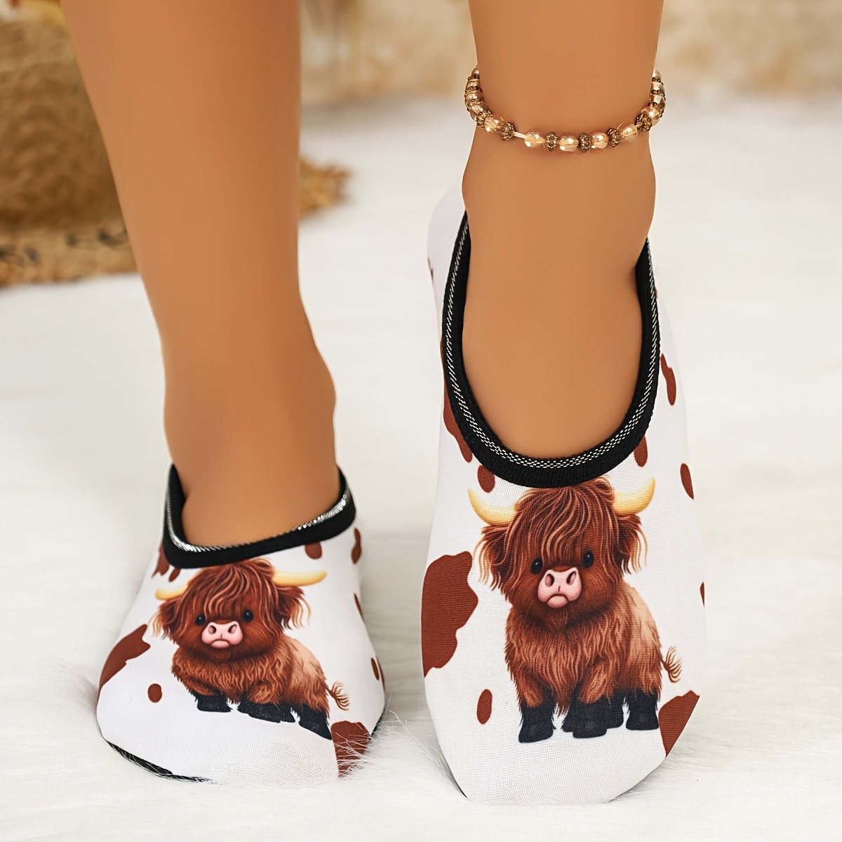TEMU Women's Home Slippers Pattern High-elastic Comfortable Floor Shoes Trendy Dance Shoes Yoga Shoes, Women Shoes