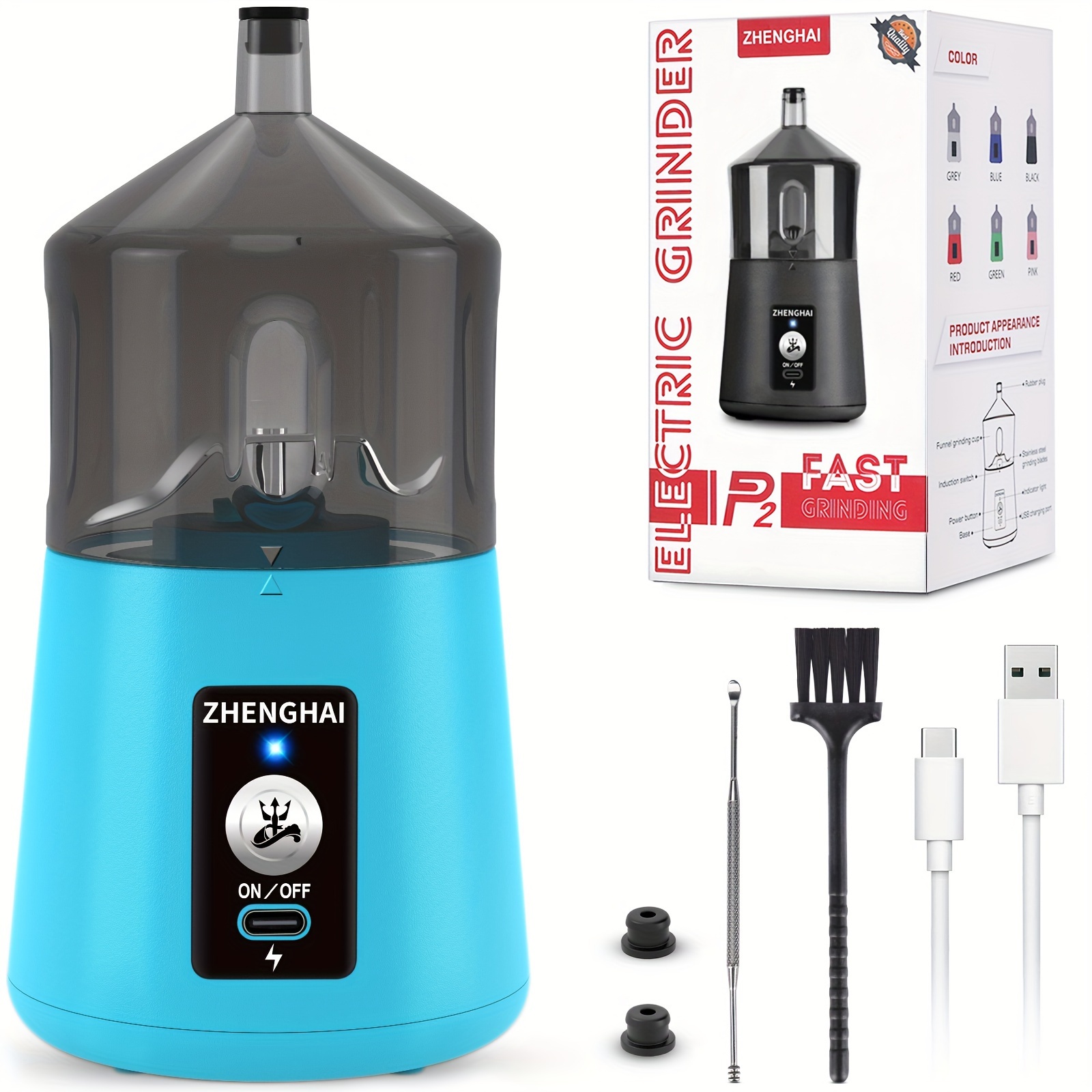 Mini Molinillo Eléctrico Recargable Por USB | Molinillo Para Hierbas, Té, Vainilla, Con Tarro De Cristal Y Cepillo, Portátil Y Fácil De Usar