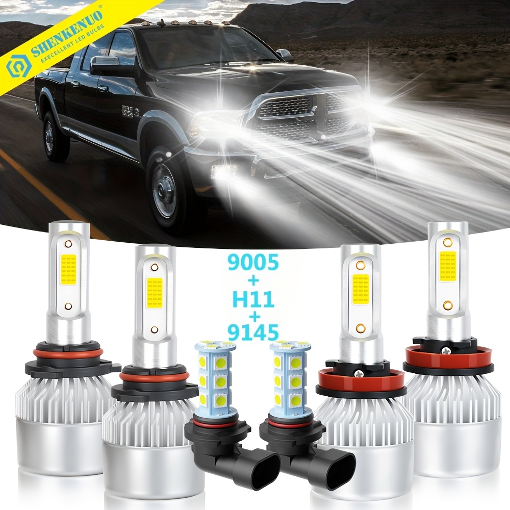 TEMU For For 1500 2500 3500 4500 5500 2009-2018 6pcs Led High Low Beam Fog Light Bulbs Combo White Plug And Play, Without Battery