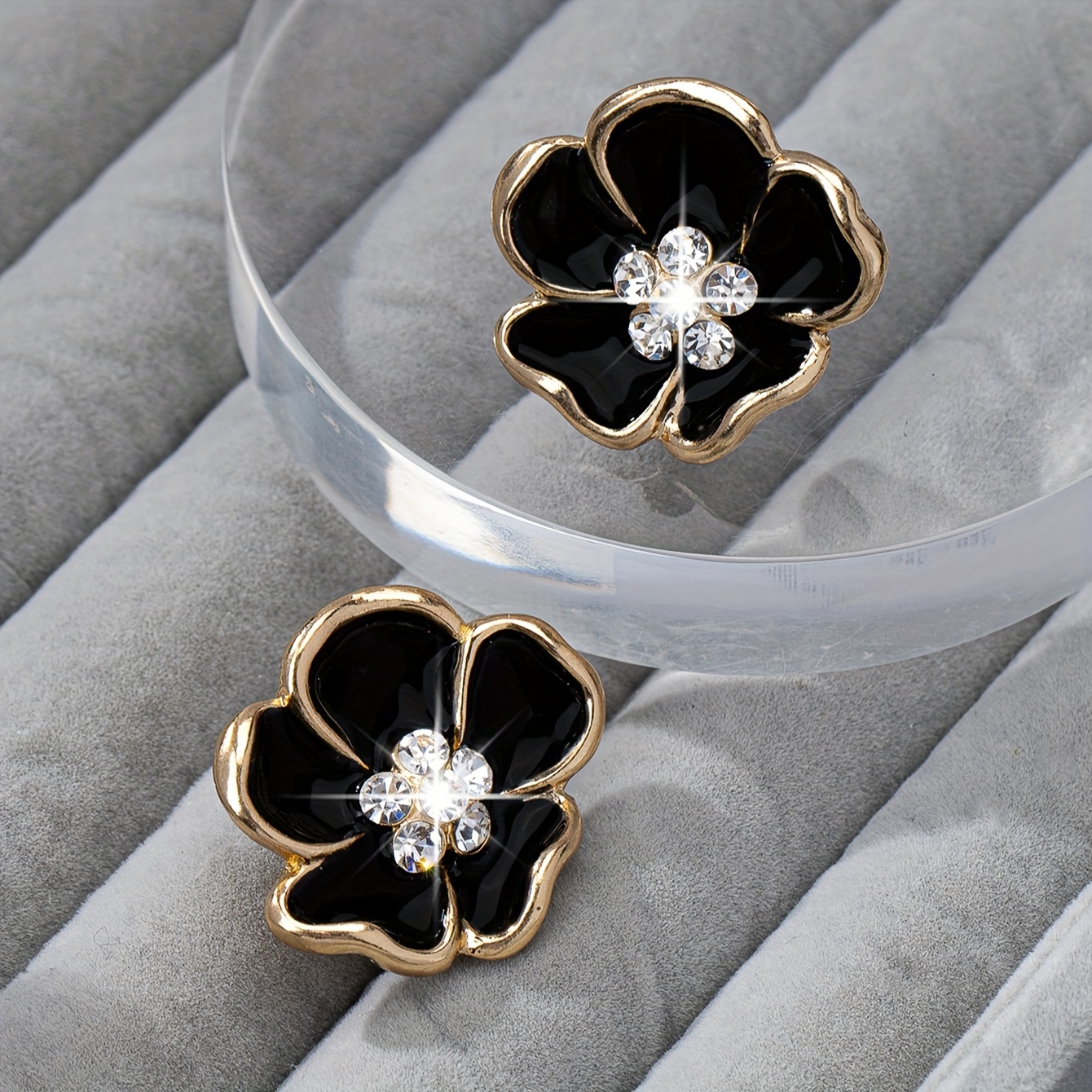 Rhinestone Flower Clip On Earrings Sweet Style