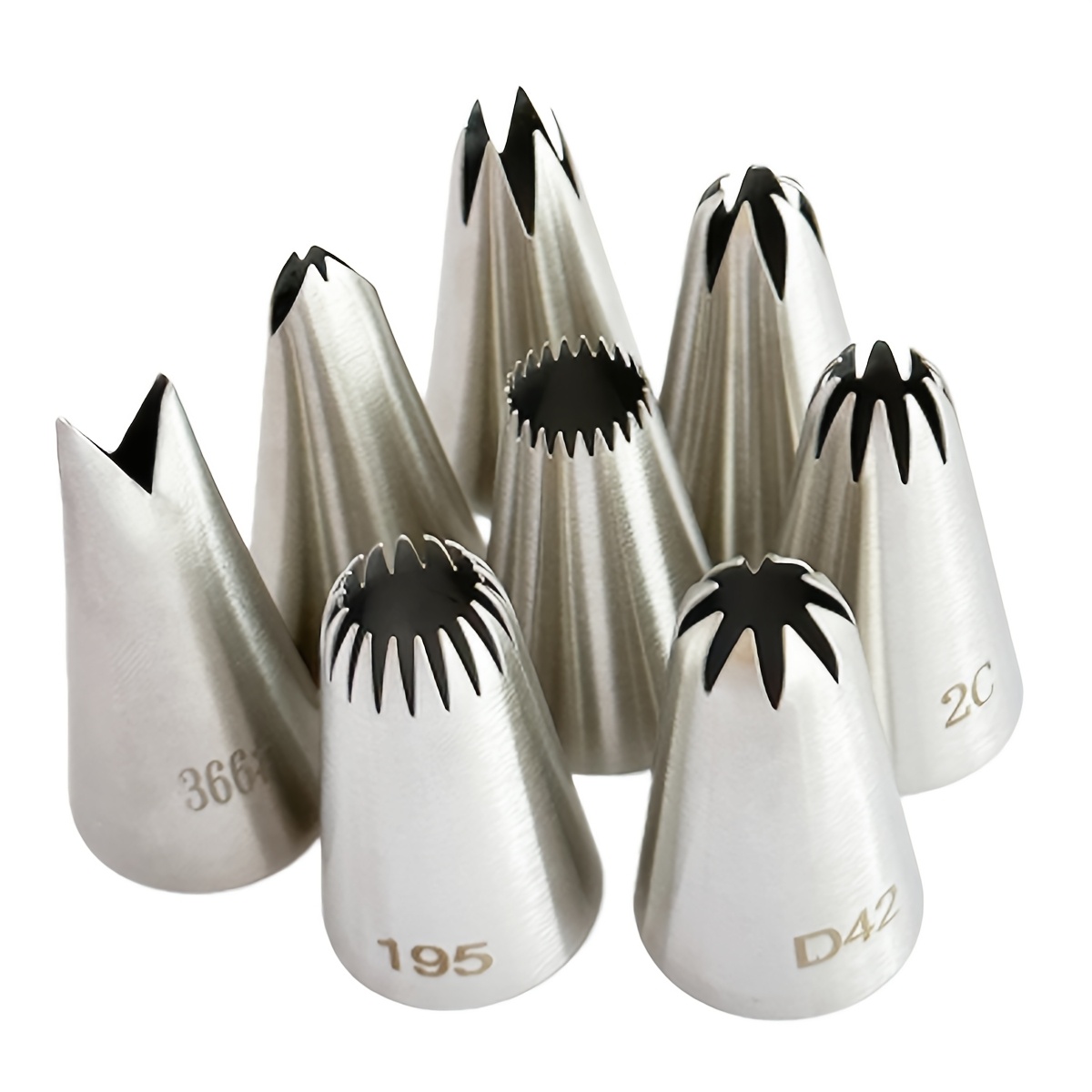 Image of An 8pcs Set Of Christmas Poinsettia Piping Tips, Made Of Thickened Stainless Steel 304, Suitable For Frosting Tools For Cupcakes, Cakes, And