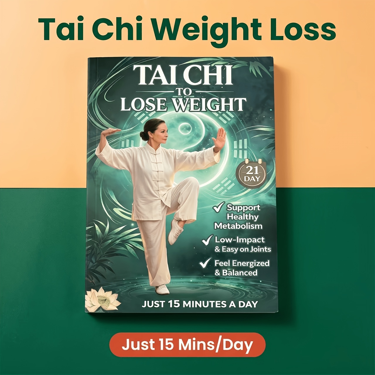 TEMU 21 Days Daily 15-minute Weight Loss Tai Chi Portable Guide, Low-impact Movement Design, Protecting Joints Without Burden, Light And Rejuvenated