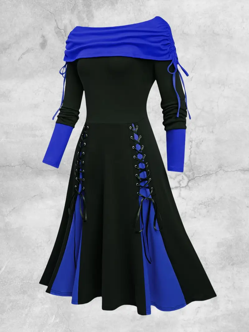 gothic vintage color block autumn winter dress - Temu United Arab Emirates gothic vintage color block autumn winter dress - Temu United Arab Emirates
