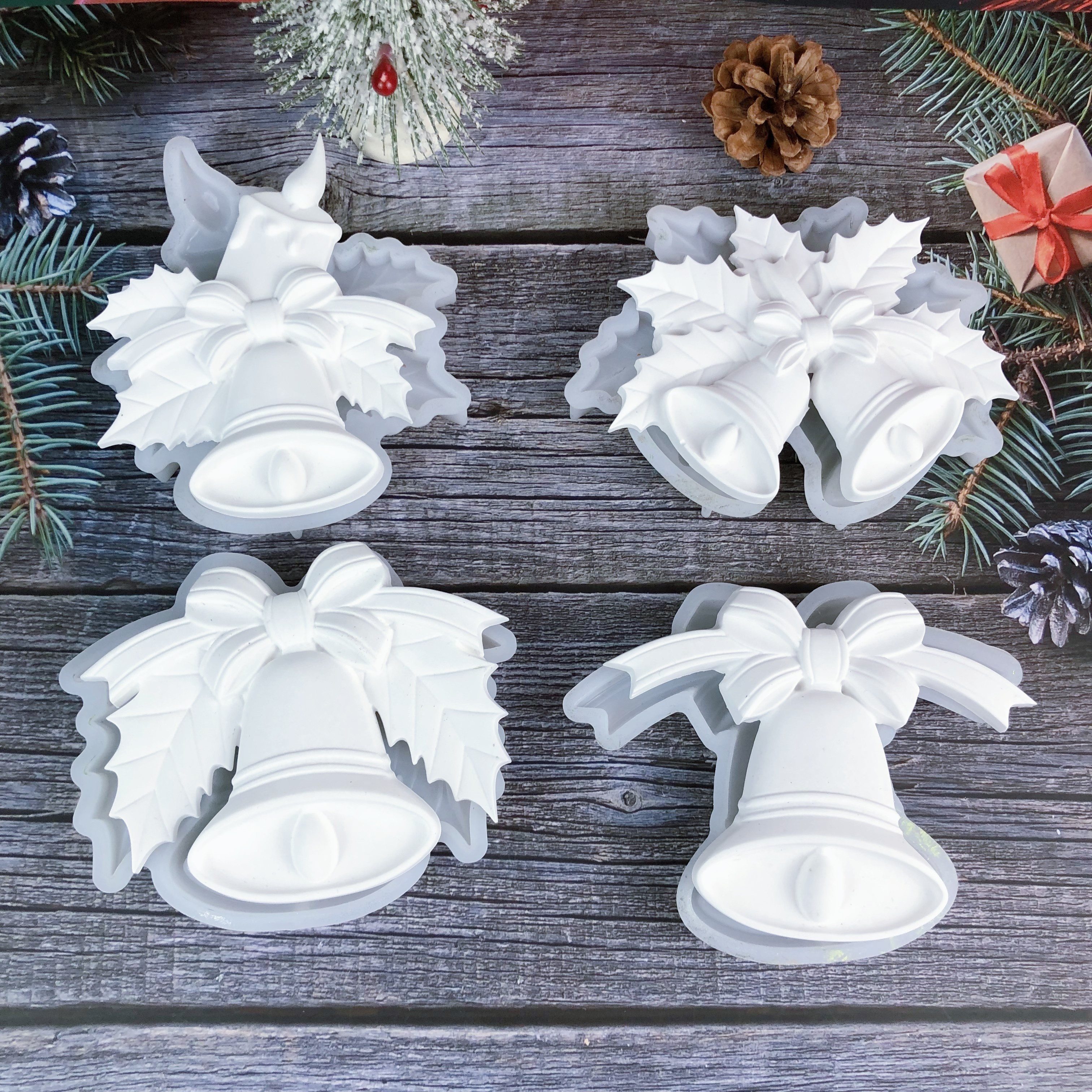 

4pcs Christmas Bell Silicone Mold Set For Diy Crafts - Handmade Holiday Decor, & Wall Hangings